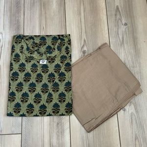 Block printed cotton tunic and pants set